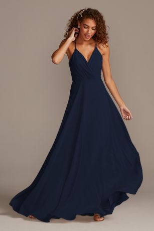 navy blue silk bridesmaid dress