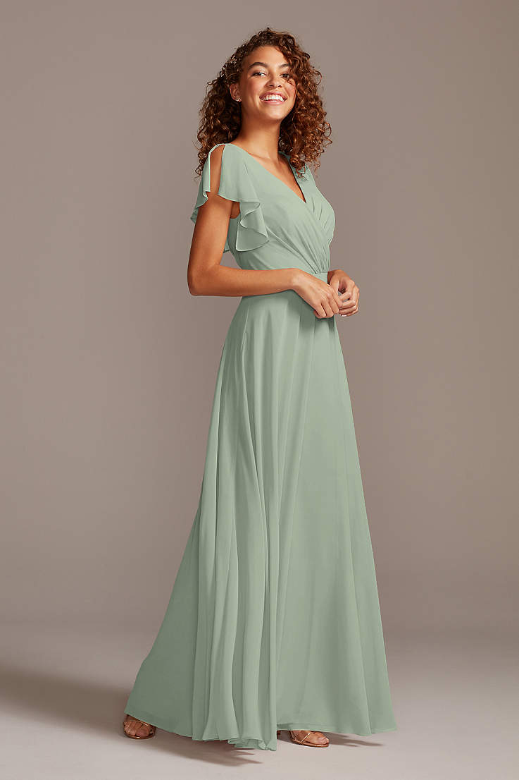 Chiffon Bridesmaid Maxi Wedding Dress Cap Sleeve Prom Evening Vintage Gown 
