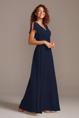 david's bridal navy blue long dress