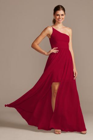 david's bridal one shoulder chiffon