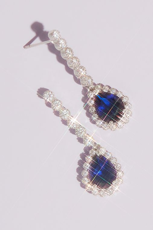 David's Bridal Pear Sapphire Drop Earrings