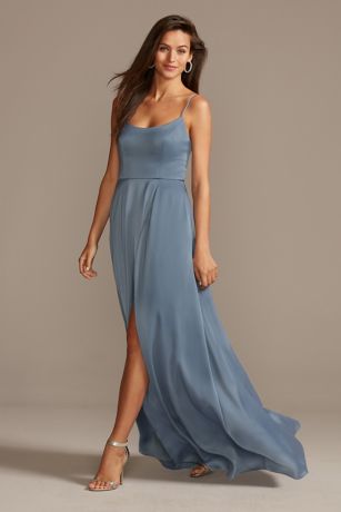 steel blue short bridesmaid dresses