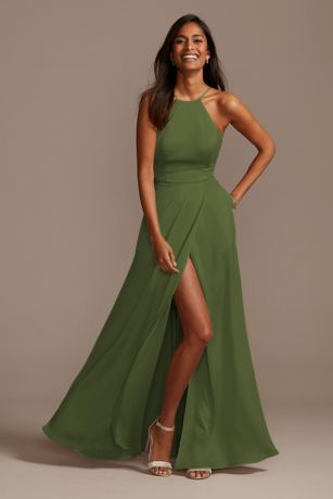 Picture of Crepe-Back Satin High Neck Bridesmaid Dress