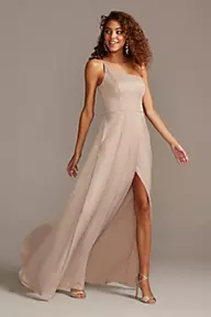 Celebrate DB Studio Crepe-Back Satin One-Shoulder Dress