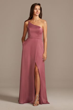 Celebrate DB Studio Crepe-Back Satin One-Shoulder Dress