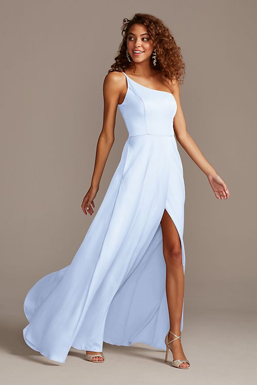 Celebrate DB Studio Crepe-Back Satin One-Shoulder Bridesmaid Dress