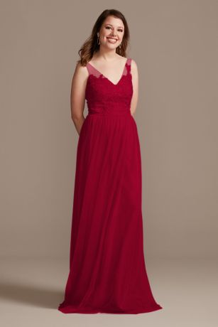 david's bridal v neck bridesmaid dress