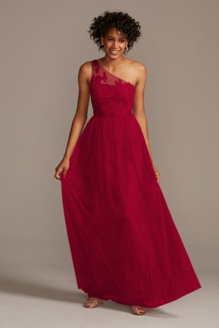 david's bridal red and black dress