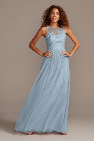 Picture of Sleeveless Embroidered Soft Net Bridesmaid Dress