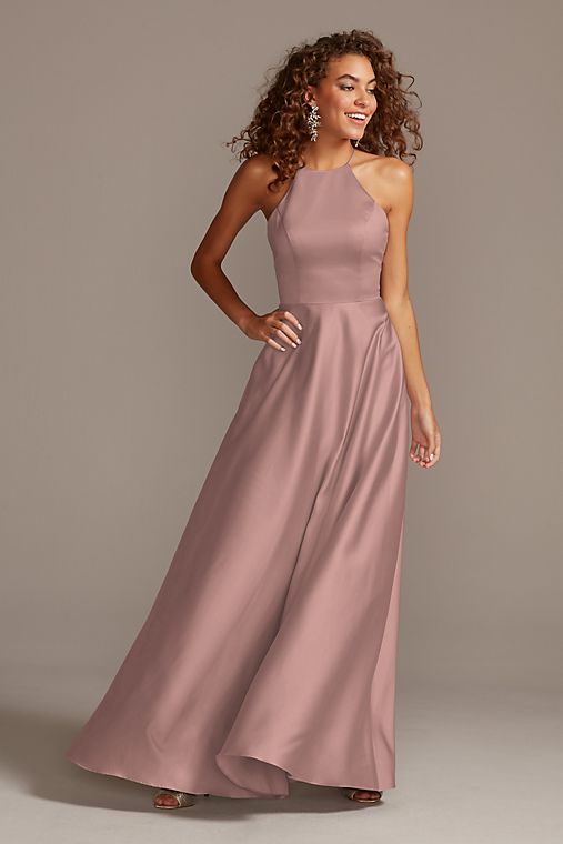 Celebrate DB Studio High-Neck Satin A-Line Bridesmaid Dress