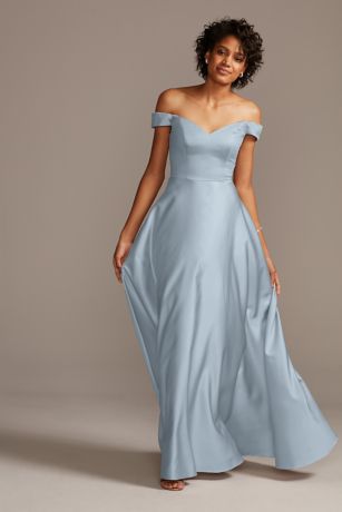 david's bridal dusty blue bridesmaid dress