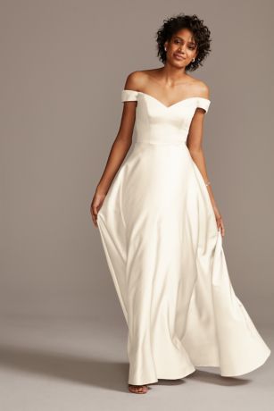 Long A-Line Off the Shoulder Dress - David's Bridal