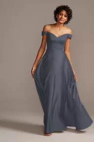 Celebrate DB Studio Off-Shoulder Satin A-Line Dress