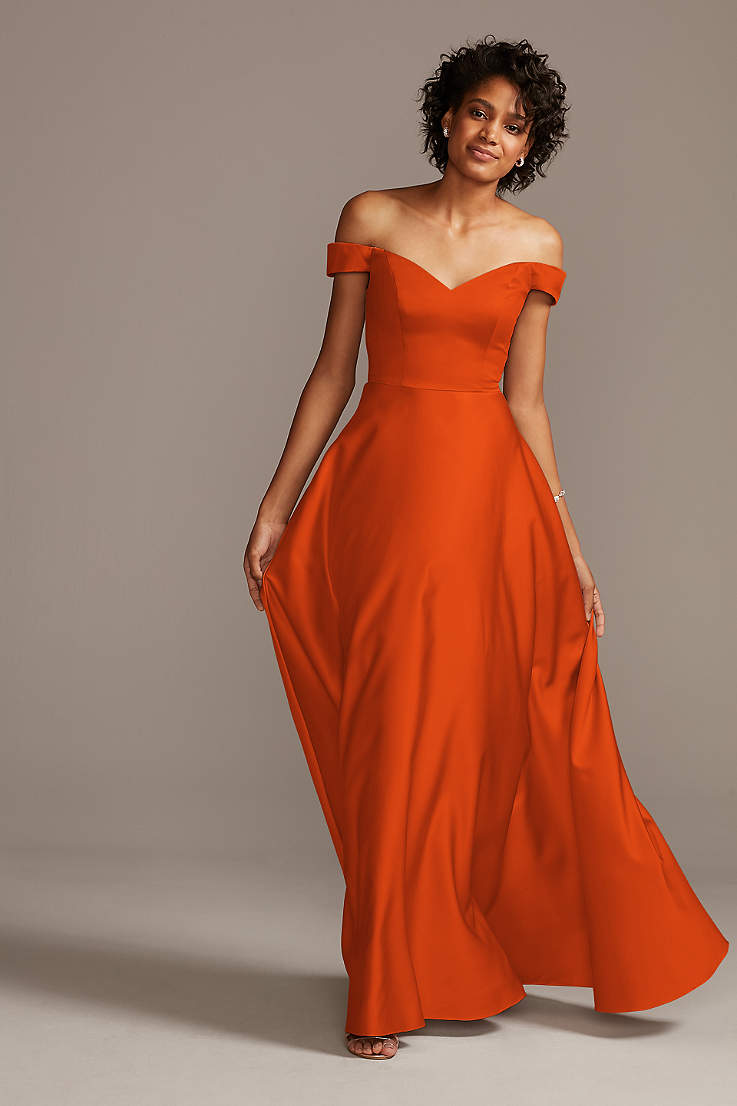 Tangerine And Orange Bridemaid Dresses David S Bridal