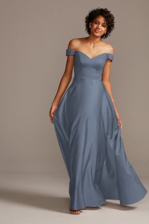 david's bridal steel blue dress