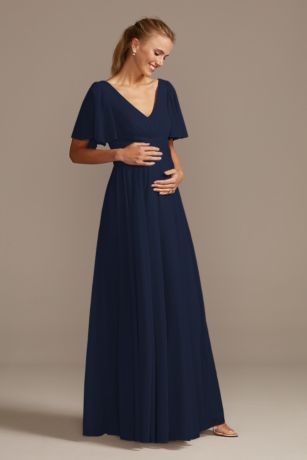 Picture of Flutter Sleeve Mesh Maternity Dress