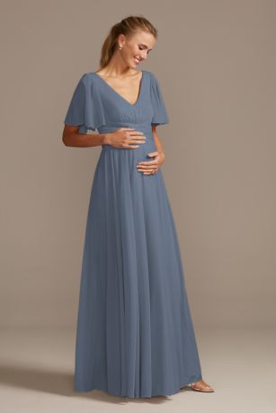 Picture of Flutter Sleeve Mesh Maternity Dress