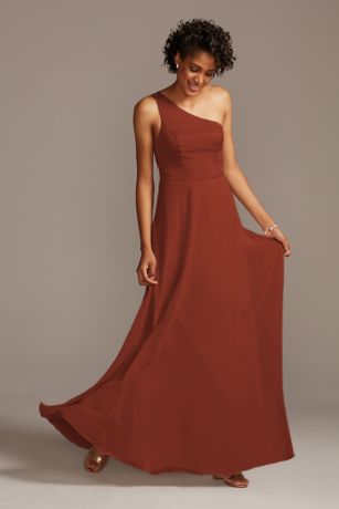 Picture of One-Shoulder Crepe-Back Satin Bridesmaid Dress