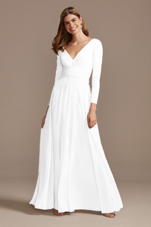 white bridesmaid dresses long