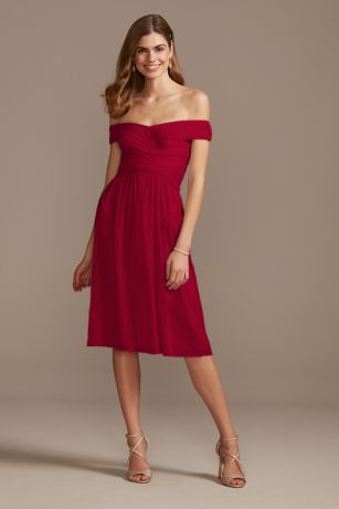 david's bridal off shoulder bridesmaid