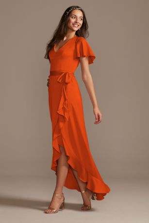 david's bridal orange dress