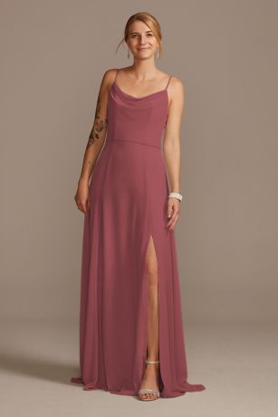 Celebrate DB Studio Cowl Neck Chiffon Dress with Slit