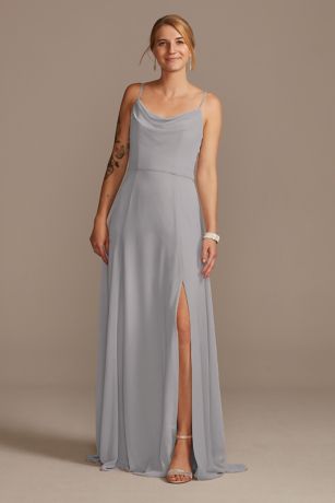 long grey chiffon dress