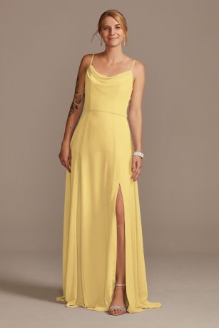 Picture of Cowl Neck Chiffon Dress with Slit