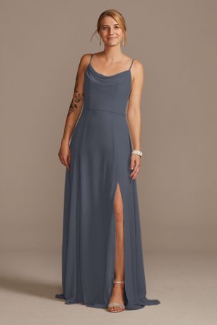 Picture of Cowl Neck Chiffon Dress with Slit