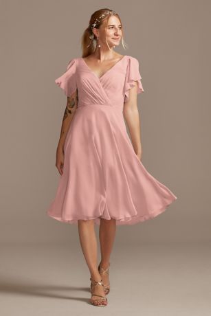 Picture of Flutter Sleeve Chiffon Short Dress