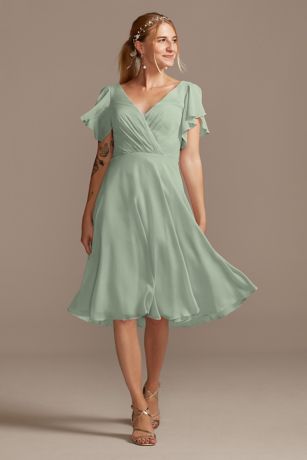 sage green mid length dress