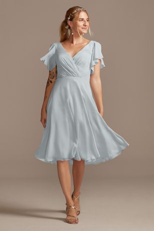 Soft & Flowy David's Bridal Midi Bridesmaid Dress