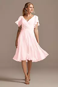 Celebrate DB Studio Flutter Sleeve Chiffon Short Dress