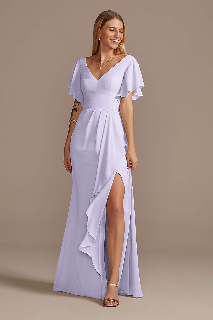 Lilac Bridesmaid Dresses with Sleeves