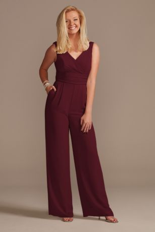 Picture of V-Neck Tie Waist Chiffon Bridesmaid Jumpsuit