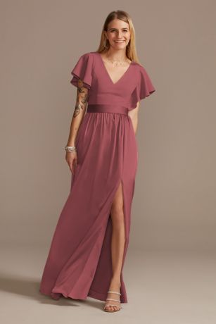 Picture of Flutter Sleeve Charmeuse Dress