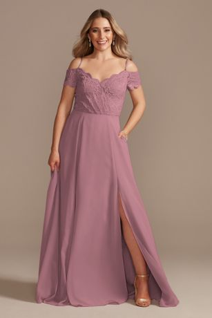 Picture of Lace Chiffon Off-Shoulder Long Dress
