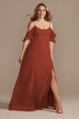 Picture of Cold-Shoulder Long Chiffon Dress