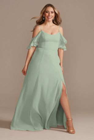 Picture of Cold-Shoulder Long Chiffon Dress