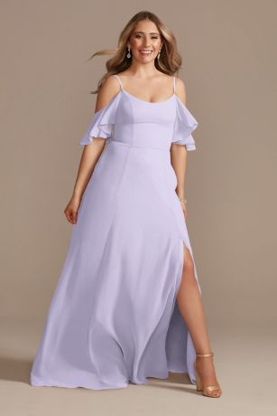Picture of Cold-Shoulder Long Chiffon Dress