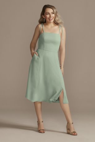 Picture of Chiffon Midi Spaghetti Strap Bridesmaid Dress
