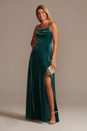Picture of Velvet Cowl Neck Spaghetti Strap Dress