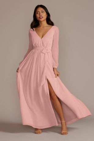 Picture of Long Sleeve Chiffon Dress with Slit