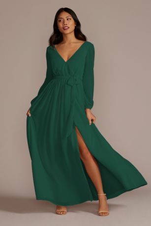 Picture of Long Sleeve Chiffon Dress with Slit