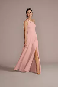 Celebrate DB Studio Chiffon One-Shoulder Cutout Dress