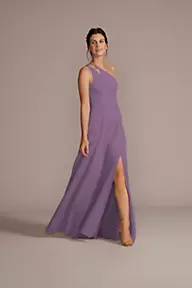Celebrate DB Studio Chiffon One-Shoulder Cutout Dress
