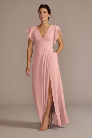 Picture of Flutter Sleeve Chiffon V-Neck Dress