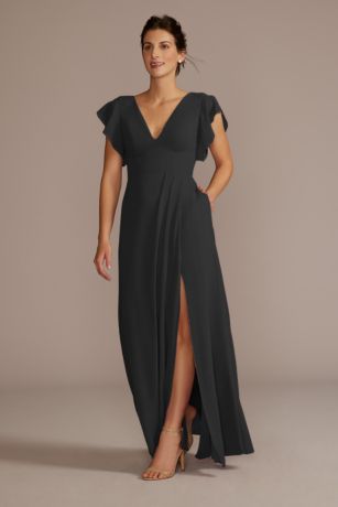 Picture of Flutter Sleeve Chiffon V-Neck Dress