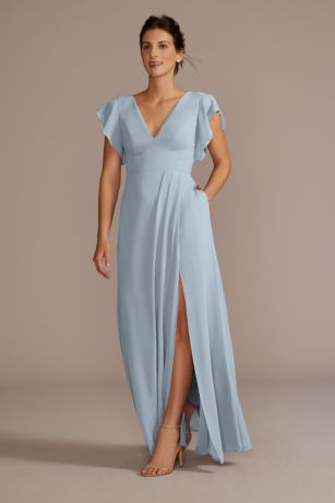 Picture of Flutter Sleeve Chiffon V-Neck Dress