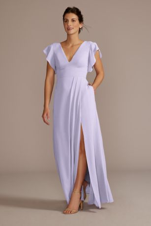 Picture of Flutter Sleeve Chiffon V-Neck Dress